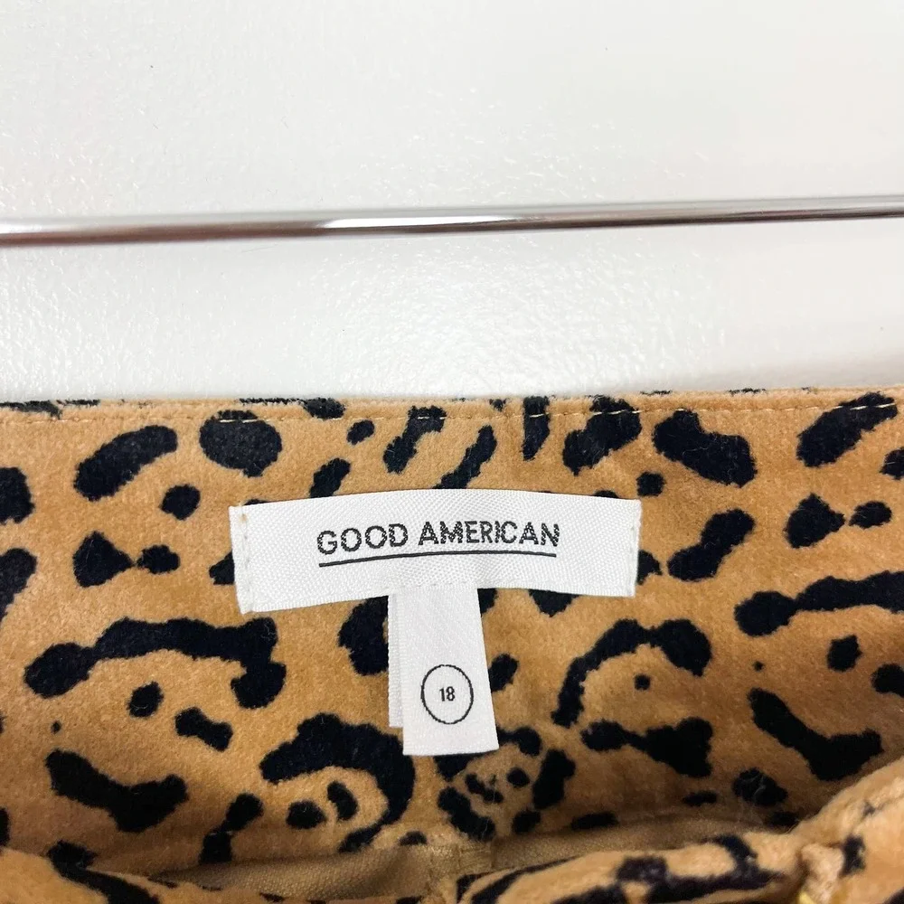 NWT Good American Leopard Print Caramel Brown Velvet High Rise Suit Pant Size 18 - Picture 9 of 11